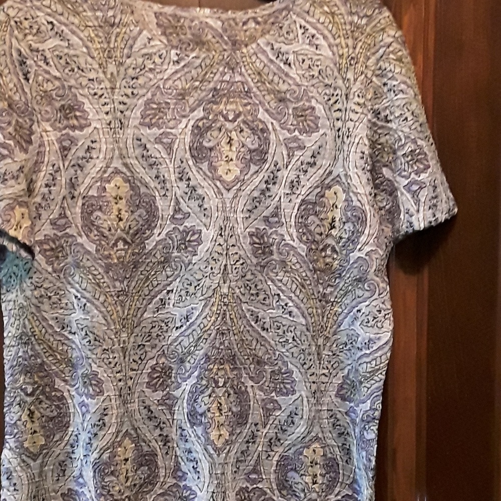 Blue and green printed top.